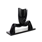 Escultura Máscara Com Base Descanso Em Cerâmica Preto 23x30 C