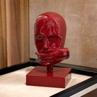 Escultura Mascara Rosto Silêncio Em Cerâmica Vermelho Ocre 25