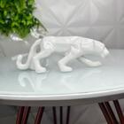Escultura Pantera Branca De Cerâmica Moderna Decorativa