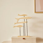 Escultura Peixes Adorno Decorativo De Mesa Em Madeira 31cm