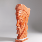 Escultura Rosto De Homem Lapidado Em Calcita Laranja