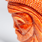 Escultura Rosto De Homem Lapidado Em Calcita Laranja