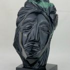 Escultura Rosto Índio Lapidado Em Xisto De Esmeralda