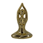 Escultura Yoga Porcelana Dourada Mãos Acima Da Cabeça (11cm)