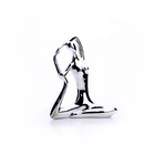 Escultura Yoga Prata Em Porcelana Pose Pombo Real 20x16 Cm M0