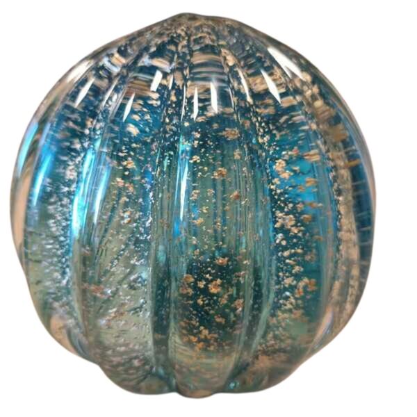 Esfera Murano Azul Com Dourado Tamanho G (12 X 12 Cm) | Casa