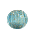 Esfera Murano Azul Com Dourado - Tamanho P (8 X 8 Cm)