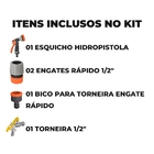 Esguicho Hidropistola 6 Jatos + Engate Rápido 1/2" + Bico Tor