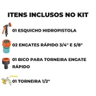 Esguicho Hidropistola 6 Jatos + Engate Rápido 3/4" E 5/8" + B