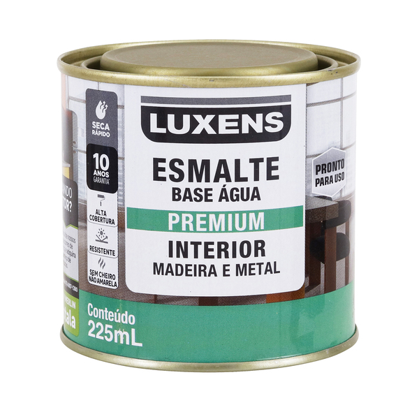 Tinta Esmalte Base Água Acetinado Pronta para Uso Branco 225ml Luxens ...