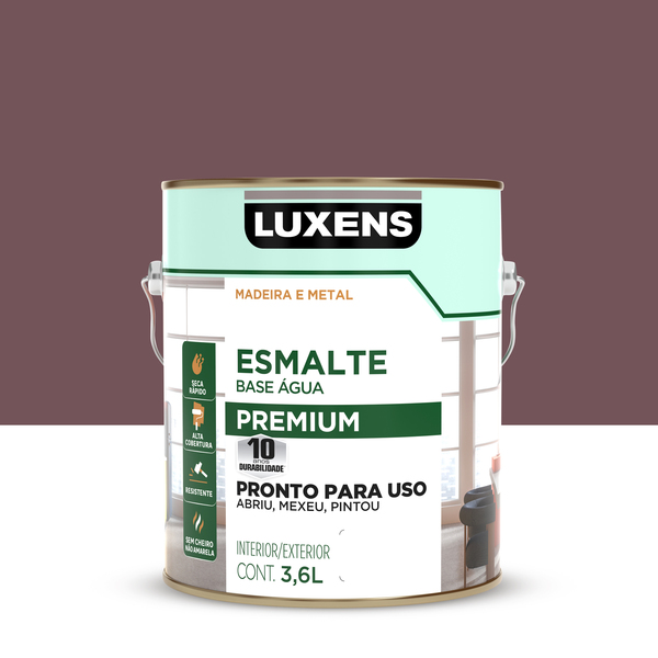 Tinta Esmalte Base Água Acetinado Pronta para Uso Tabaco 3,6L Luxens