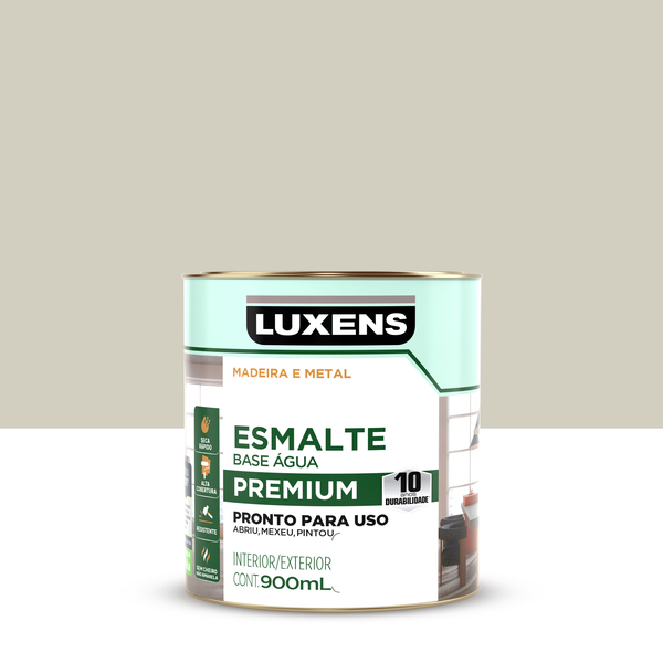 Tinta Esmalte Base Água Brilhante Pronta para Uso Branco Gelo 900ml Luxens