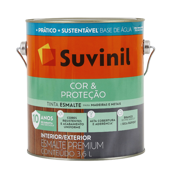 Tinta Esmalte Base Água Cor e Proteção Brilhante Branco 3,6L Suvinil