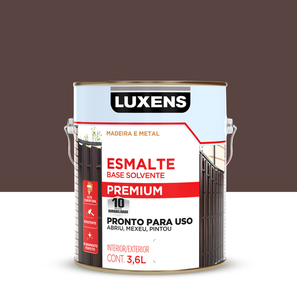 Tinta Esmalte Sintético Base Solvente Brilhante Pronta para Uso Marrom 3,6L Luxens