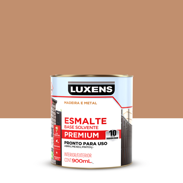 Tinta Esmalte Base Solvente Brilhante Marrom Conhaque 0,9L Luxens