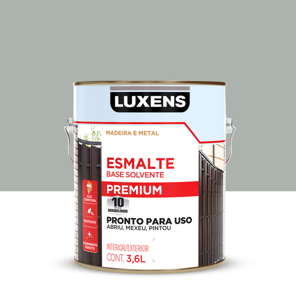 Tinta Esmalte Sintético Base Solvente Brilhante Pronta para Uso Platina 3,6L Luxens
