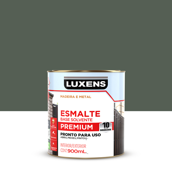 Tinta Esmalte Sintético Base Solvente Fosco Pronta para Uso Verde Escolar 900ml Luxens