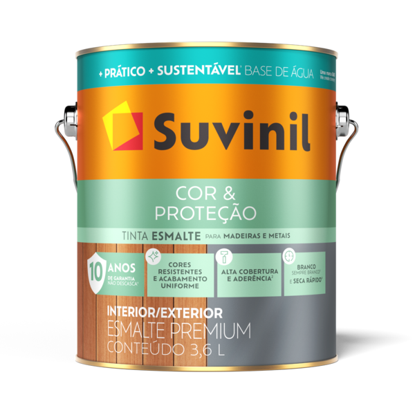 Esmalte Seca Rápido Acetinado Preto 3,6L Suvinil