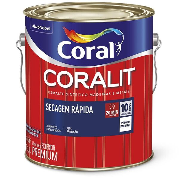 Esmalte Sintético Coralit Brilhante Secagem Rápida Platina Ga