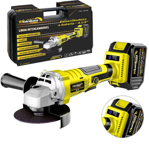Esmerilhadeira Angular Intercambiável À Bateria 21v 4.1/2" Bi
