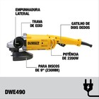 Esmerilhadeira Dewalt Angular 9" 2200W 220V DWE490B2