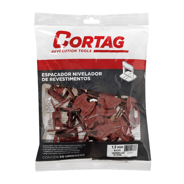 ESPACADOR JUNTAPISO VERMELHO 1,5MM 50 PC