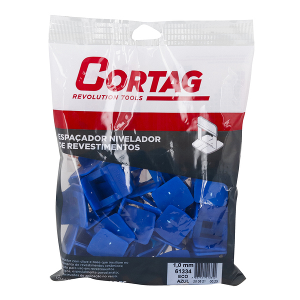 Espaçador para Nivelamento Eco 1,0mm Azul Cortag Saco com 50 Peças