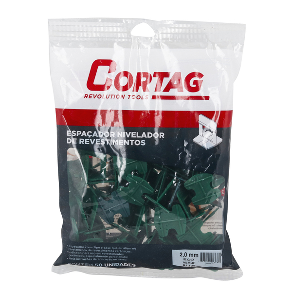 Espaçador para Nivelamento Eco 2,0mm Verde Cortag Saco com 50 Peças