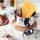 Espagueteira Brava Em Aco Inox Com Fundo Triplo Tampa E Alcas