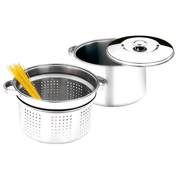 Espagueteira Zanella Inox 6,5 Litros 2 Peças Com Cesto Tampa