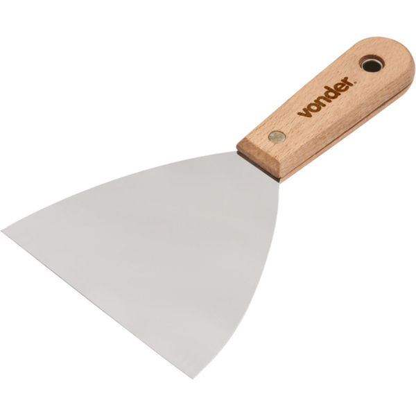 Espátula Aço Inox Lisa 4.3/4 - 120 Mm Cabo De Madeira - Vonder