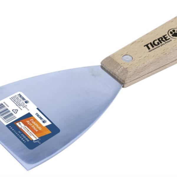 Espátula Aço Inox, Tigre, Prata, 152,4mm