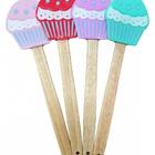 Espatula De Cupcake De Silicone Com Cabo Madeira Cozinha