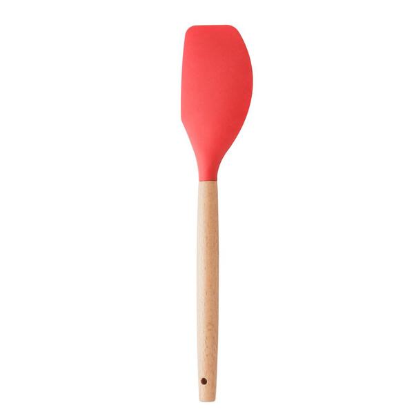 Espátula Lyor Charmy Vermelha De Silicone E Cabo Bambu 32cm