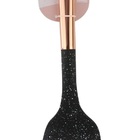 Espátula Vazada De Nylon Preto Com Cabo Inox Rose Gold 35x9 8