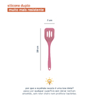 Espátula Vazada De Silicone - Rosa - Oikos