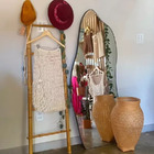 Espelheira 170x70 E06 Couro Simples Preto Suporte Parede