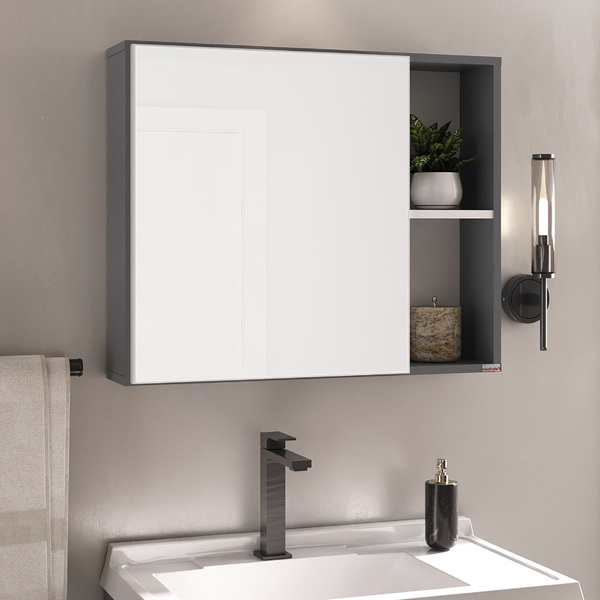 Espelheira para Banheiro 1 Porta 46x56,3x12,2cm Luiza Chumbo Fabribam