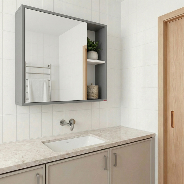 Espelheira para Banheiro 1 Porta 46x563x122cm Luiza Chumbo Fabribam