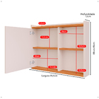 Espelheira Armário Banheiro Suspenso com Espelho 1 Porta Prat