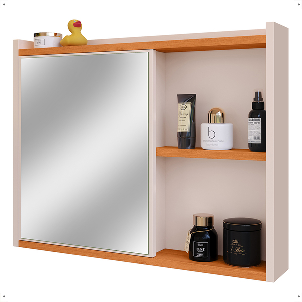 Espelheira Armário Banheiro Suspenso com Espelho 1 Porta Prat