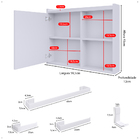 Espelheira Armário De Banheiro 1 Porta Prateleira Espelho Kit