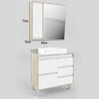 Espelheira Banheiro Espelho Inclinado Barrique Com Branco Lil