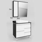 Espelheira Banheiro Espelho Inclinado Nero Com Branco Lilies