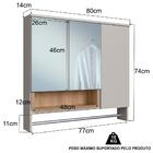 Espelheira Com Toalheiro 3 Portas E Nicho 80 Cm Es9002 Faem