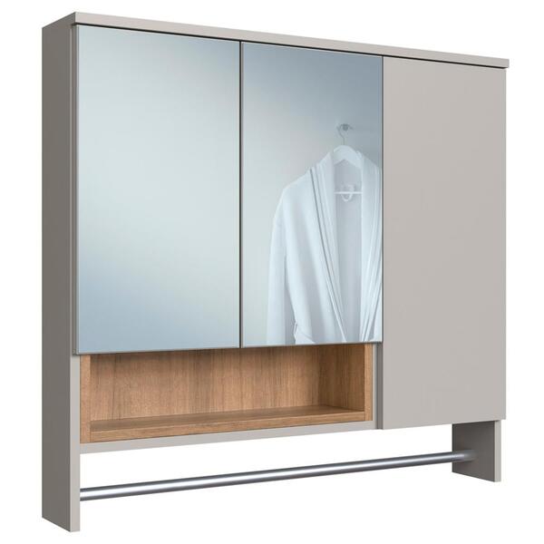 Espelheira Com Toalheiro 3 Portas E Nicho 80 Cm Es9002 Faem