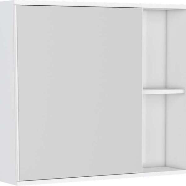 Espelheira De Banheiro Branco Em Madeira Com Armarinho Caete