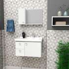 Espelheira De Banheiro Branco Em Madeira Com Armarinho Moara