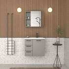 Espelheira De Banheiro Cinza Em Aço Ameixa Cozimax