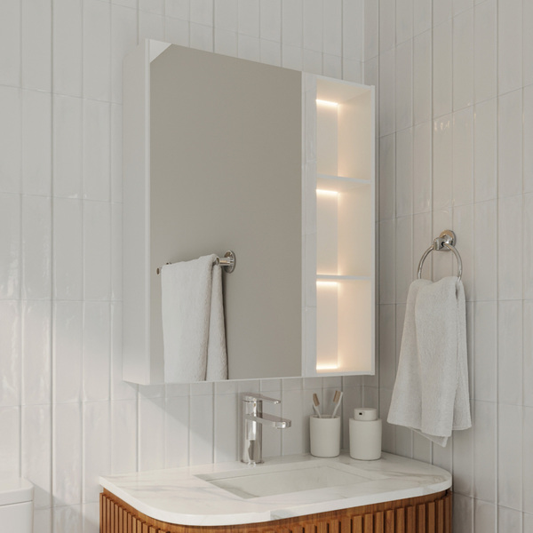 Espelheira para Banheiro com LED Bivolt 1 Porta 779x655x166cm Sophia Branca Fabribam